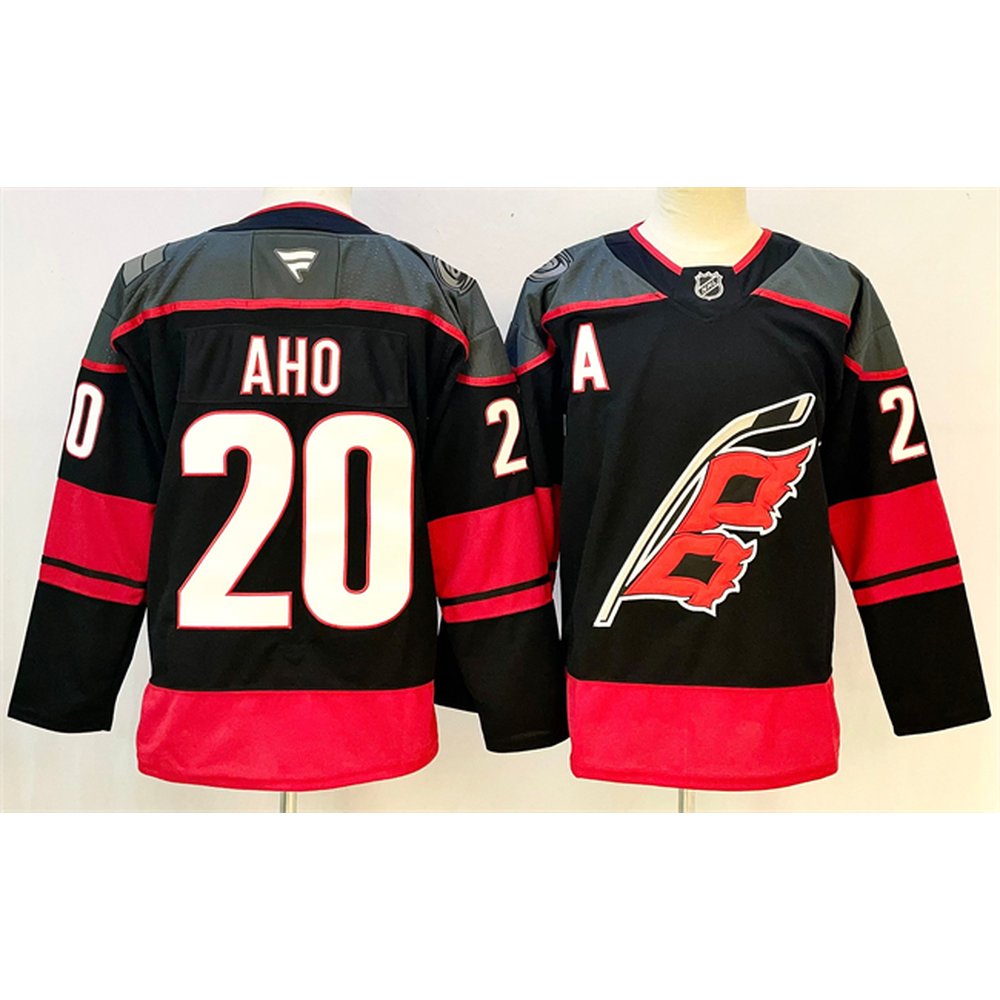 Men's Carolina Hurricanes #20 Sebastian Aho Black 2024-25 With A Patch Home Stitched Hockey Premium Jersey Men's Carolina Hurricanes #20 Sebastian Aho Black 2024-25 With A Patch Home Stitched Hockey Premium Jersey