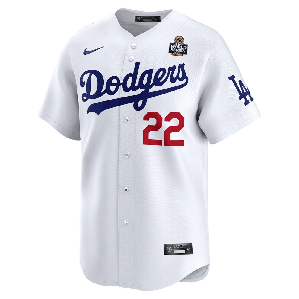 Men's Los Angeles Dodgers #22 Clayton Kershaw White 2024 World Series Home Limited Player Jersey Men's Los Angeles Dodgers #22 Clayton Kershaw White 2024 World Series Home Limited Player Jersey