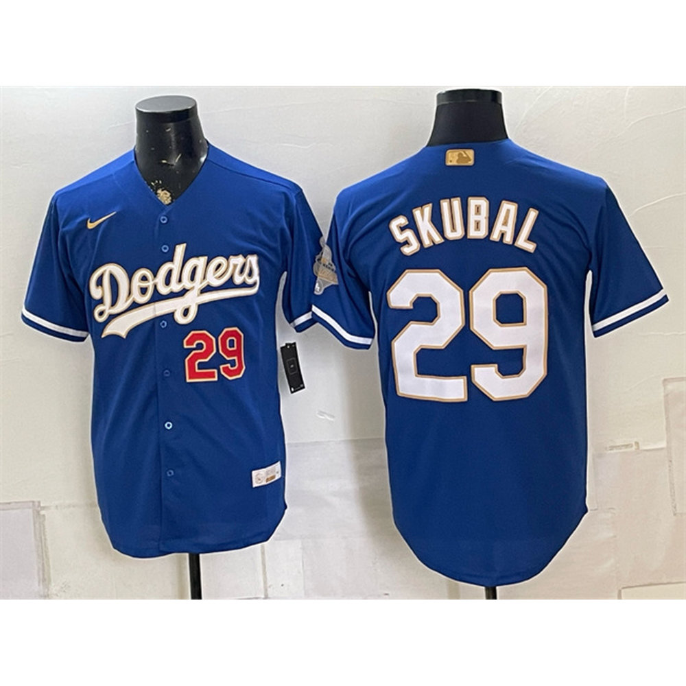 Men's Los Angeles Dodgers #29 Tarik Skubal Royal 2026 Gold Collection Stadium Jersey Men's Los Angeles Dodgers #29 Tarik Skubal Royal 2026 Gold Collection Stadium Jersey