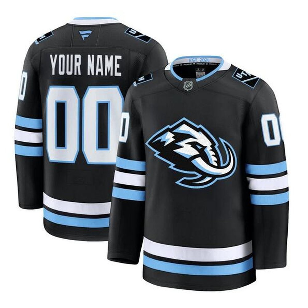 Youth Utah Mammoth Custom 2025 Black Stitched Hockey Jersey