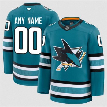 Youth San Jose Sharks Custom Teal 2024-25 Home Stitched Hockey Jersey