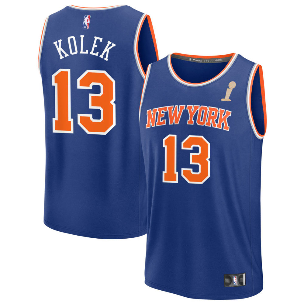Men's New York Knicks #13 Tyler Kolek Blue 2026 NBA Finals Champions Fast Break Icon Edition Jersey Men's New York Knicks #13 Tyler Kolek Blue 2026 NBA Finals Champions Fast Break Icon Edition Jersey