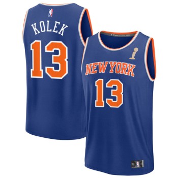 Men's New York Knicks #13 Tyler Kolek Blue 2026 NBA Finals Champions Fast Break Icon Edition Jersey