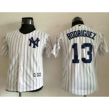 Yankees #13 Alex Rodriguez White Name Back Stitched Youth MLB Jersey Yankees #13 Alex Rodriguez White Name Back Stitched Youth MLB Jersey