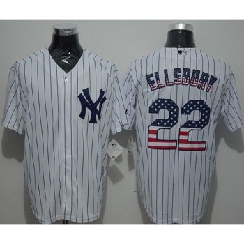 Yankees #22 Jacoby Ellsbury White Strip USA Flag Fashion Stitched MLB Jersey Yankees #22 Jacoby Ellsbury White Strip USA Flag Fashion Stitched MLB Jersey