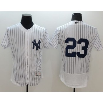 Yankees #23 Don Mattingly White Strip Flexbase Authentic Collection Stitched MLB Jersey Yankees #23 Don Mattingly White Strip Flexbase Authentic Collection Stitched MLB Jersey