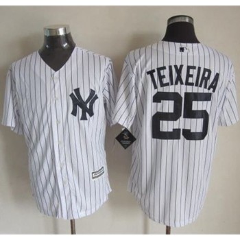 Yankees #25 Mark Teixeira White Strip New Cool Base Stitched MLB Jersey Yankees #25 Mark Teixeira White Strip New Cool Base Stitched MLB Jersey