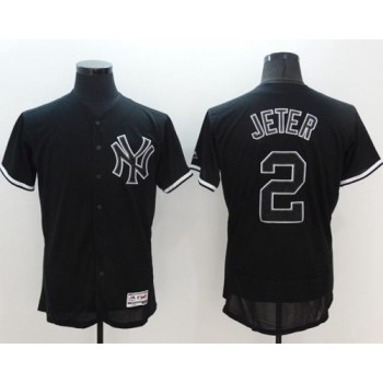 Yankees #2 Derek Jeter Black Fashion Flexbase Authentic Collection Stitched MLB Jersey Yankees #2 Derek Jeter Black Fashion Flexbase Authentic Collection Stitched MLB Jersey
