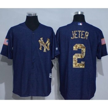 Yankees #2 Derek Jeter Denim Blue Salute to Service Stitched MLB Jersey Yankees #2 Derek Jeter Denim Blue Salute to Service Stitched MLB Jersey