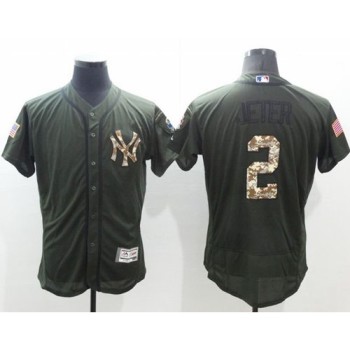 Yankees #2 Derek Jeter Green Flexbase Authentic Collection Salute to Service Stitched MLB Jersey Yankees #2 Derek Jeter Green Flexbase Authentic Collection Salute to Service Stitched MLB Jersey