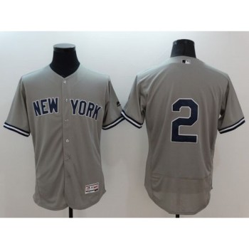 Yankees #2 Derek Jeter Grey Flexbase Authentic Collection Stitched MLB Jersey Yankees #2 Derek Jeter Grey Flexbase Authentic Collection Stitched MLB Jersey