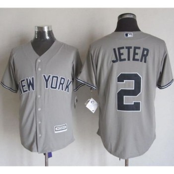 Yankees #2 Derek Jeter Grey New Cool Base Stitched MLB Jersey Yankees #2 Derek Jeter Grey New Cool Base Stitched MLB Jersey