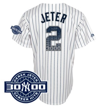 Yankees #2 Derek Jeter White Special Edition W/3000 Hits Patch Stitched MLB Jersey Yankees #2 Derek Jeter White Special Edition W/3000 Hits Patch Stitched MLB Jersey