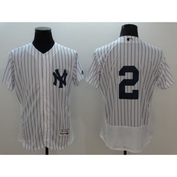 Yankees #2 Derek Jeter White Strip Flexbase Authentic Collection Stitched MLB Jersey Yankees #2 Derek Jeter White Strip Flexbase Authentic Collection Stitched MLB Jersey