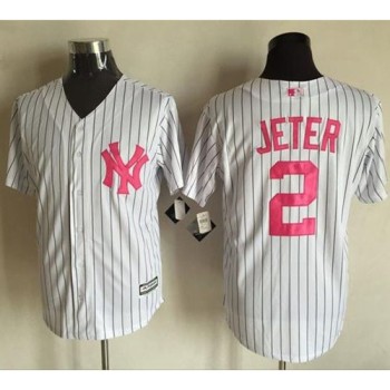 Yankees #2 Derek Jeter White Strip New Cool Base 2016 Mother's Day Stitched MLB Jersey Yankees #2 Derek Jeter White Strip New Cool Base 2016 Mother's Day Stitched MLB Jersey