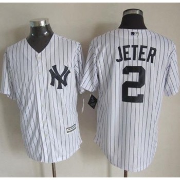 Yankees #2 Derek Jeter White Strip New Cool Base Stitched MLB Jersey Yankees #2 Derek Jeter White Strip New Cool Base Stitched MLB Jersey