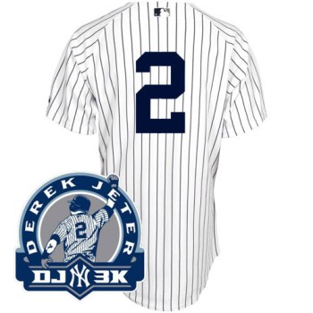 Yankees #2 Derek Jeter White With DJ-3K Patch Stitched MLB Jersey Yankees #2 Derek Jeter White With DJ-3K Patch Stitched MLB Jersey