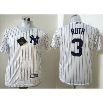 Yankees #3 Babe Ruth White Name Back Stitched Youth MLB Jersey Yankees #3 Babe Ruth White Name Back Stitched Youth MLB Jersey
