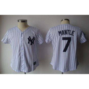 Yankees #7 Mickey Mantle White Strip Women's Fashion Stitched MLB Jersey Yankees #7 Mickey Mantle White Strip Women's Fashion Stitched MLB Jersey
