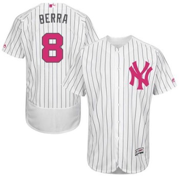 Yankees #8 Yogi Berra White Strip Flexbase Authentic Collection 2016 Mother's Day Stitched MLB Jersey Yankees #8 Yogi Berra White Strip Flexbase Authentic Collection 2016 Mother's Day Stitched MLB Jersey