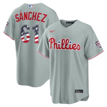 Youth Philadelphia Phillies #61 Cristopher Sanchez Nike Gray USA 250 Fourth of July Road Stadium Jersey Youth Philadelphia Phillies #61 Cristopher Sanchez Nike Gray USA 250 Fourth of July Road Stadium Jersey