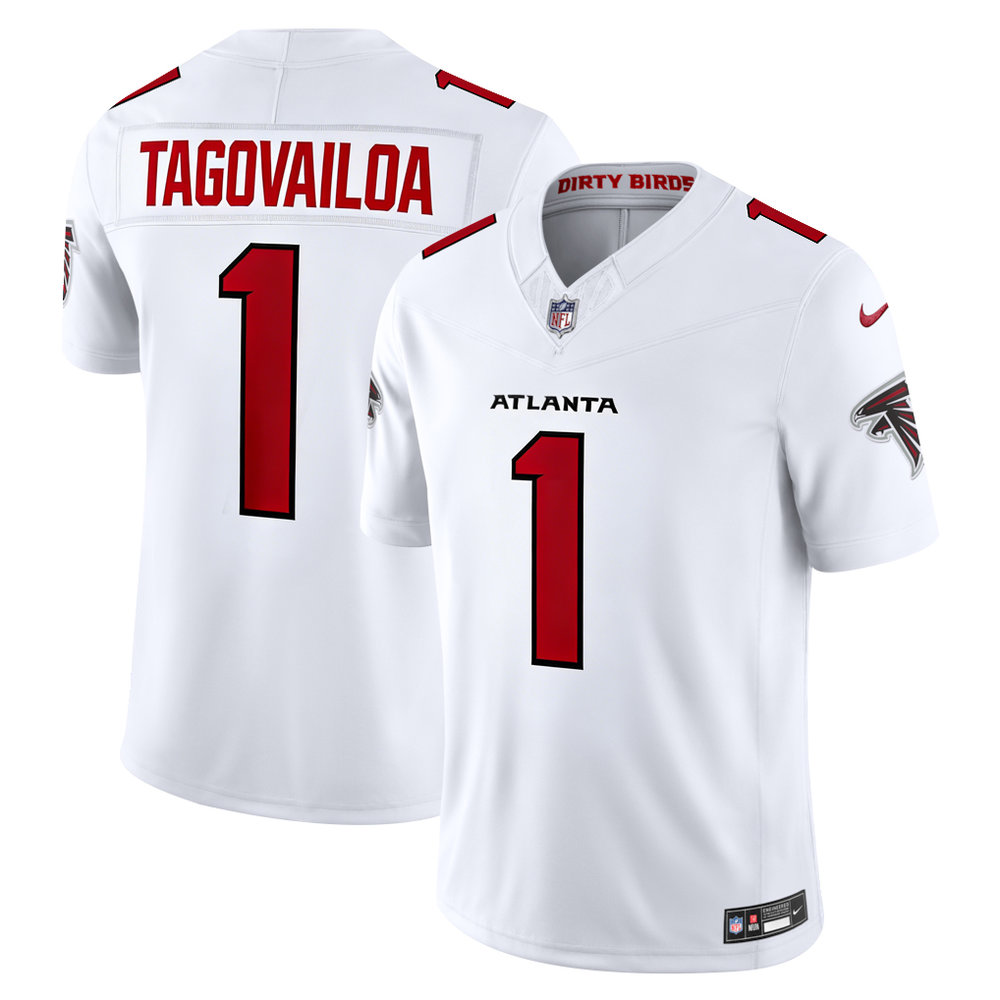 Men's Atlanta Falcons #1 Tua Tagovailoa Nike White Vapor F.U.S.E. Sewn Down Limited Jersey Men's Atlanta Falcons #1 Tua Tagovailoa Nike White Vapor F.U.S.E. Sewn Down Limited Jersey