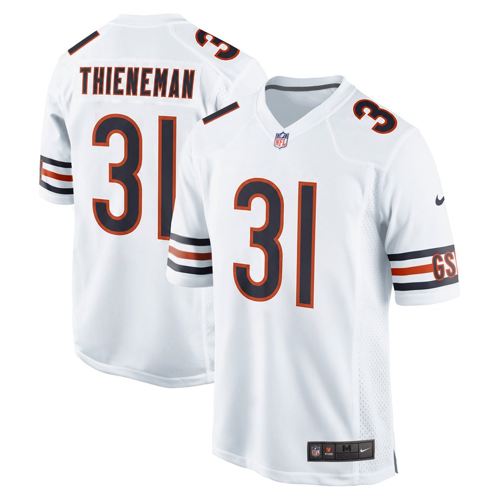 Men's Chicago Bears #31 Dillon Thieneman White 2026 NFL Draft Game Jersey Men's Chicago Bears #31 Dillon Thieneman White 2026 NFL Draft Game Jersey