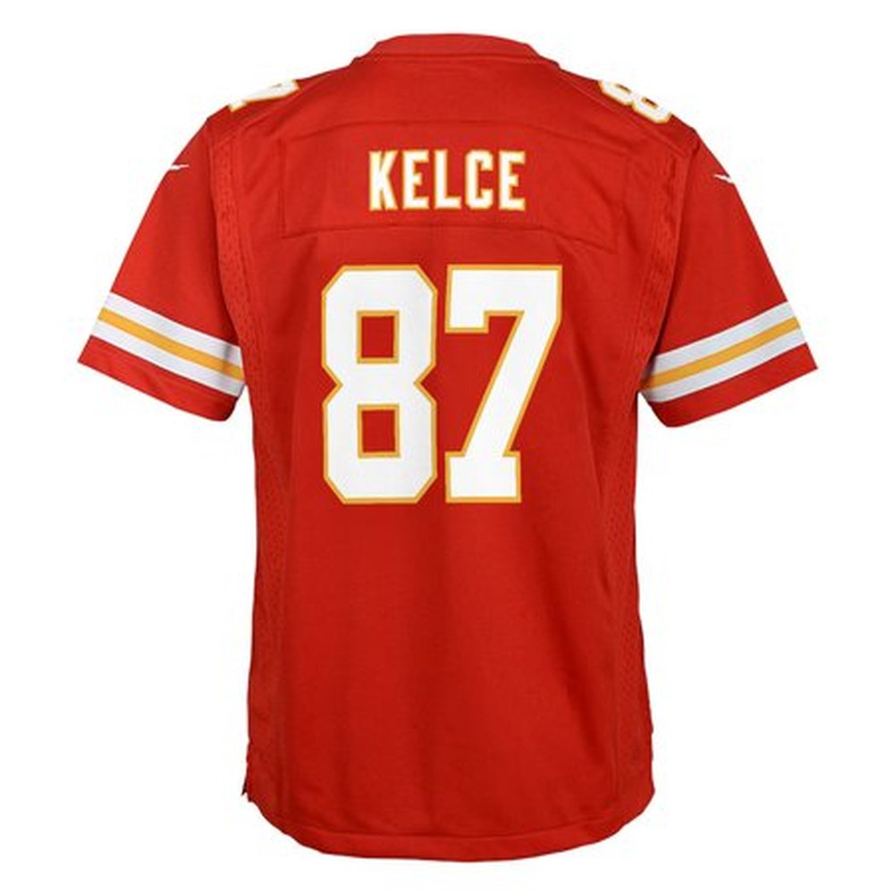 Youth Kansas City Chiefs #87 Travis Kelce Red Super Bowl LIX Game Player Jersey