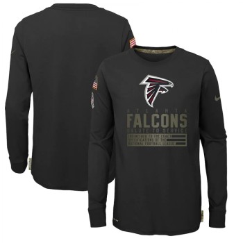Youth Atlanta Falcons 2020 Black Salute To Service Sideline Performance Long Sleeve T-Shirt Youth Atlanta Falcons 2020 Black Salute To Service Sideline Performance Long Sleeve T-Shirt