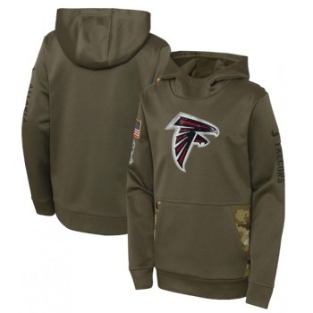 Youth Atlanta Falcons 2022 Olive Salute to Service Therma Performance Pullover Hoodie Youth Atlanta Falcons 2022 Olive Salute to Service Therma Performance Pullover Hoodie