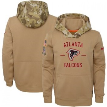 Youth Atlanta Falcons Khaki 2019 Salute to Service Therma Pullover Hoodie Youth Atlanta Falcons Khaki 2019 Salute to Service Therma Pullover Hoodie