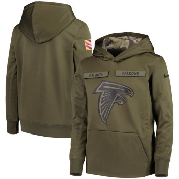 Youth Atlanta Falcons Olive Salute to Service Pullover Performance NFL Hoodie Youth Atlanta Falcons Olive Salute to Service Pullover Performance NFL Hoodie