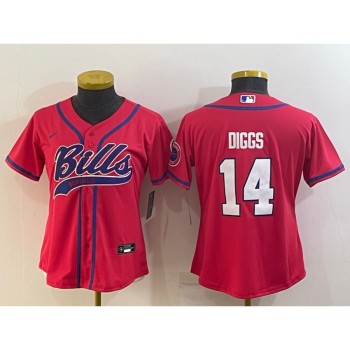 Youth Buffalo Bills #14 Stefon Diggs Red With Patch Cool Base Stitched Baseball Jersey Youth Buffalo Bills #14 Stefon Diggs Red With Patch Cool Base Stitched Baseball Jersey