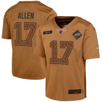Youth Buffalo Bills #17 Josh Allen 2023 Brown Salute To Service Limited Stitched Football Jersey Youth Buffalo Bills #17 Josh Allen 2023 Brown Salute To Service Limited Stitched Football Jersey