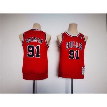Youth Chicago Bulls #91 Dennis Rodman Red Stitched Basketball Jersey Youth Chicago Bulls #91 Dennis Rodman Red Stitched Basketball Jersey