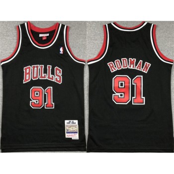 Youth Chicago Bulls #91 Dennis Rodman Black Stitched Basketball Jersey Youth Chicago Bulls #91 Dennis Rodman Black Stitched Basketball Jersey