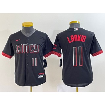 Youth Cincinnati Reds #11 Barry Larkin Black 2023 City Connect With Patch Stitched Baseball Jersey Youth Cincinnati Reds #11 Barry Larkin Black 2023 City Connect With Patch Stitched Baseball Jersey