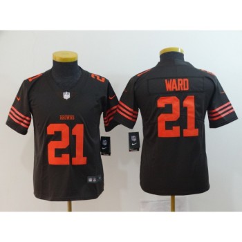 Youth Cleveland Browns #21 Denzel Ward Brown Color Rush Stitched NFL Limited Jersey Youth Cleveland Browns #21 Denzel Ward Brown Color Rush Stitched NFL Limited Jersey