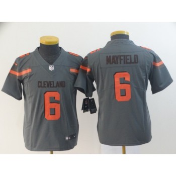 Youth Cleveland Browns #6 Baker Mayfield Gray Inverted Legend Stitched NFL Jersey Youth Cleveland Browns #6 Baker Mayfield Gray Inverted Legend Stitched NFL Jersey