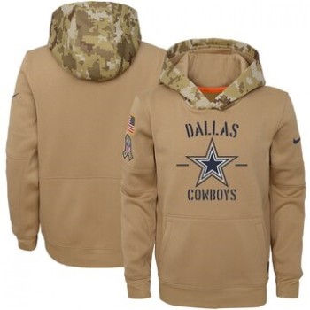 Youth Dallas Cowboys Khaki 2019 Salute to Service Therma Pullover Hoodie Youth Dallas Cowboys Khaki 2019 Salute to Service Therma Pullover Hoodie