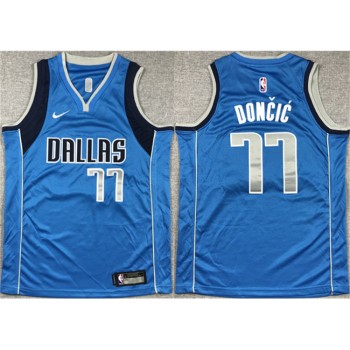 Youth Dallas Mavericks #77 Luka Doncic Blue Stitched Basketball Jersey Youth Dallas Mavericks #77 Luka Doncic Blue Stitched Basketball Jersey