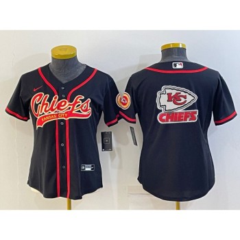 Youth Kansas City Chiefs Black Team Big Logo With Patch Cool Base Stitched Baseball Jersey Youth Kansas City Chiefs Black Team Big Logo With Patch Cool Base Stitched Baseball Jersey