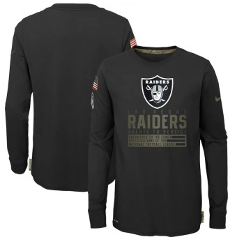 Youth Las Vegas Raiders 2020 Black Salute To Service Sideline Performance Long Sleeve T-Shirt Youth Las Vegas Raiders 2020 Black Salute To Service Sideline Performance Long Sleeve T-Shirt