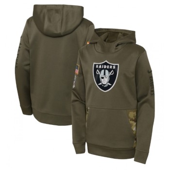 Youth Las Vegas Raiders 2022 Olive Salute to Service Therma Performance Pullover Hoodie Youth Las Vegas Raiders 2022 Olive Salute to Service Therma Performance Pullover Hoodie