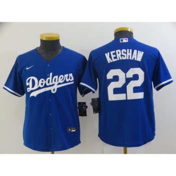 Youth Los Angeles Dodgers #22 Clayton Kershaw Blue Cool Base Stitched Jersey Youth Los Angeles Dodgers #22 Clayton Kershaw Blue Cool Base Stitched Jersey