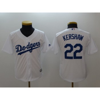 Youth Los Angeles Dodgers #22 Clayton Kershaw White Cool Base Stitched MLB Jersey Youth Los Angeles Dodgers #22 Clayton Kershaw White Cool Base Stitched MLB Jersey