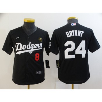 Youth Los Angeles Dodgers Front #8 Back #24 Kobe Bryant With KB Patch Black Cool Base Stitched MLB Jersey Youth Los Angeles Dodgers Front #8 Back #24 Kobe Bryant With KB Patch Black Cool Base Stitched MLB Jersey