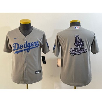 Youth Los Angeles Dodgers Grey Team Big Logo Stitched Jersey Youth Los Angeles Dodgers Grey Team Big Logo Stitched Jersey