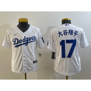 Youth Los Angeles Dodgers #17 Shohei Ohtani White Stitched Baseball Jersey