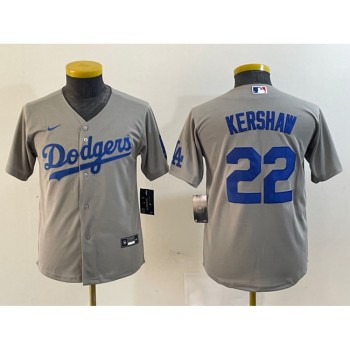 Youth Los Angeles Dodgers #22 Clayton Kershaw Grey Stitched Jersey Youth Los Angeles Dodgers #22 Clayton Kershaw Grey Stitched Jersey